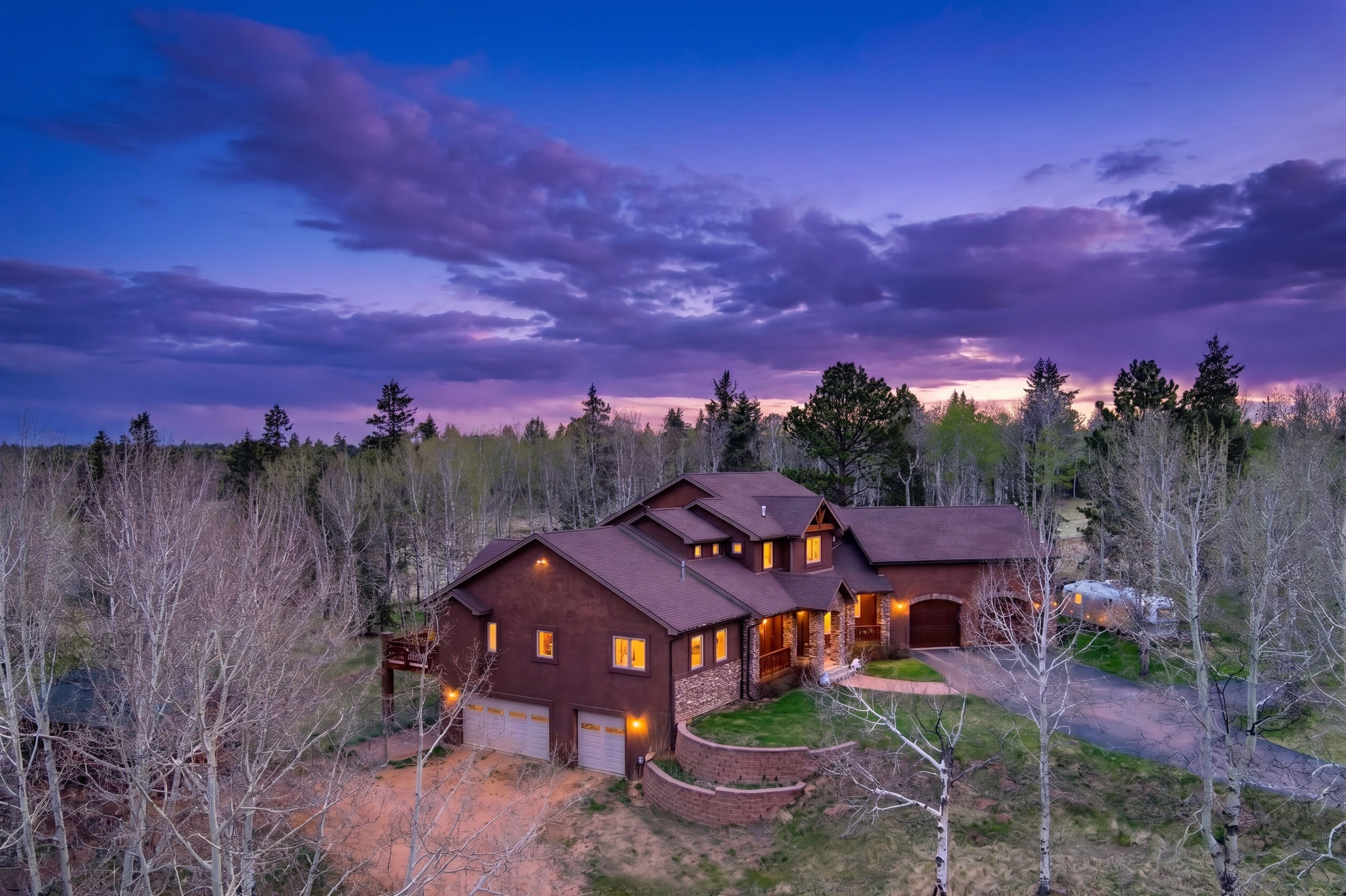 Aspen Meadows — aerial of the 48-acre property near Divide, Colorado
