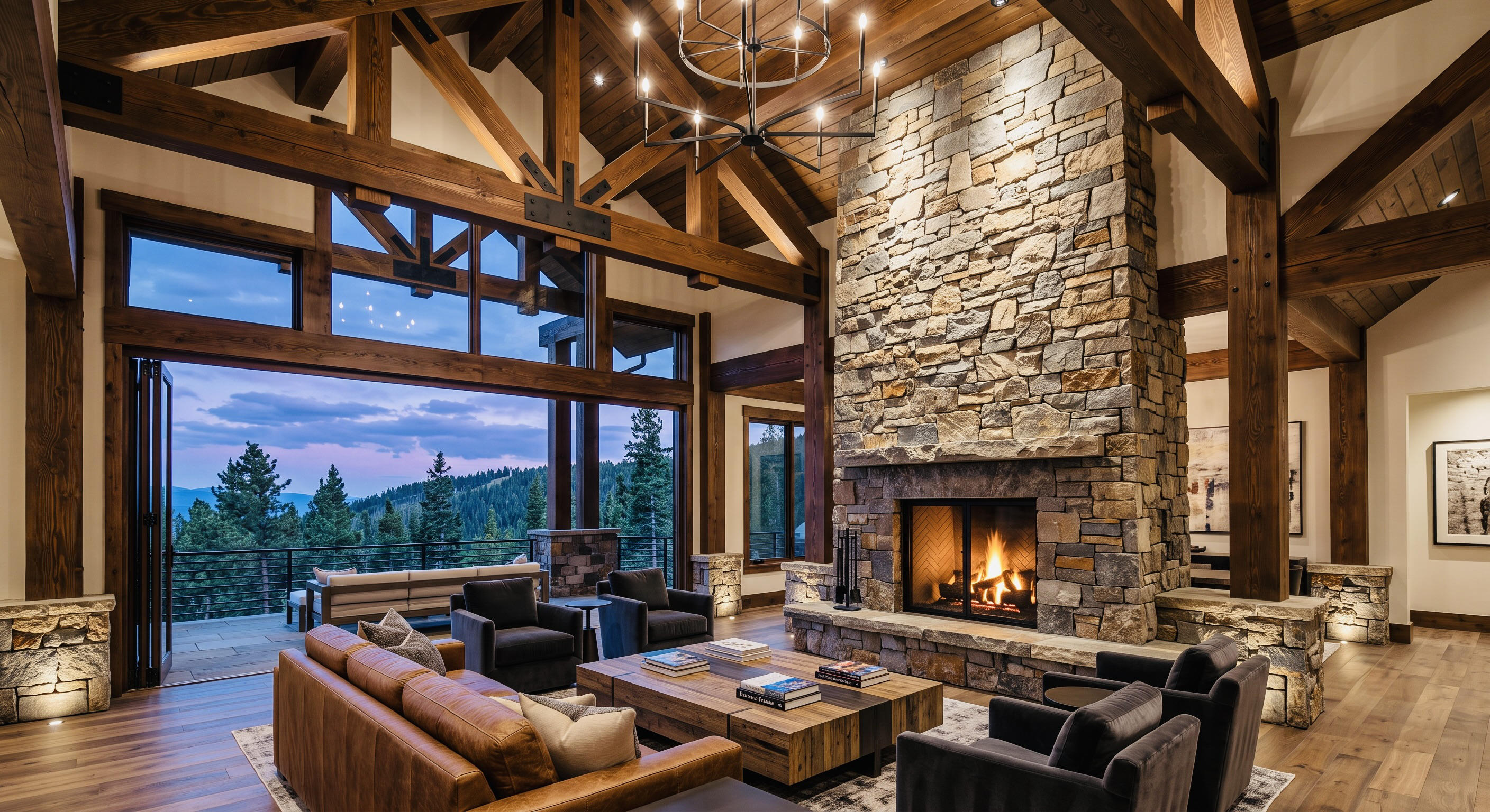 Family room with a fireplace